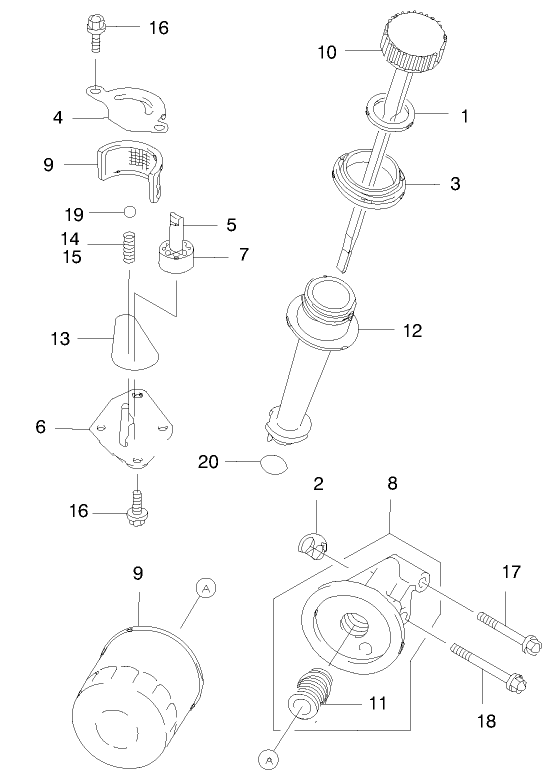 Lubrication Equipment Diagram and Parts List for 22171 9900001 - 9999999 Toro Lawn Mower