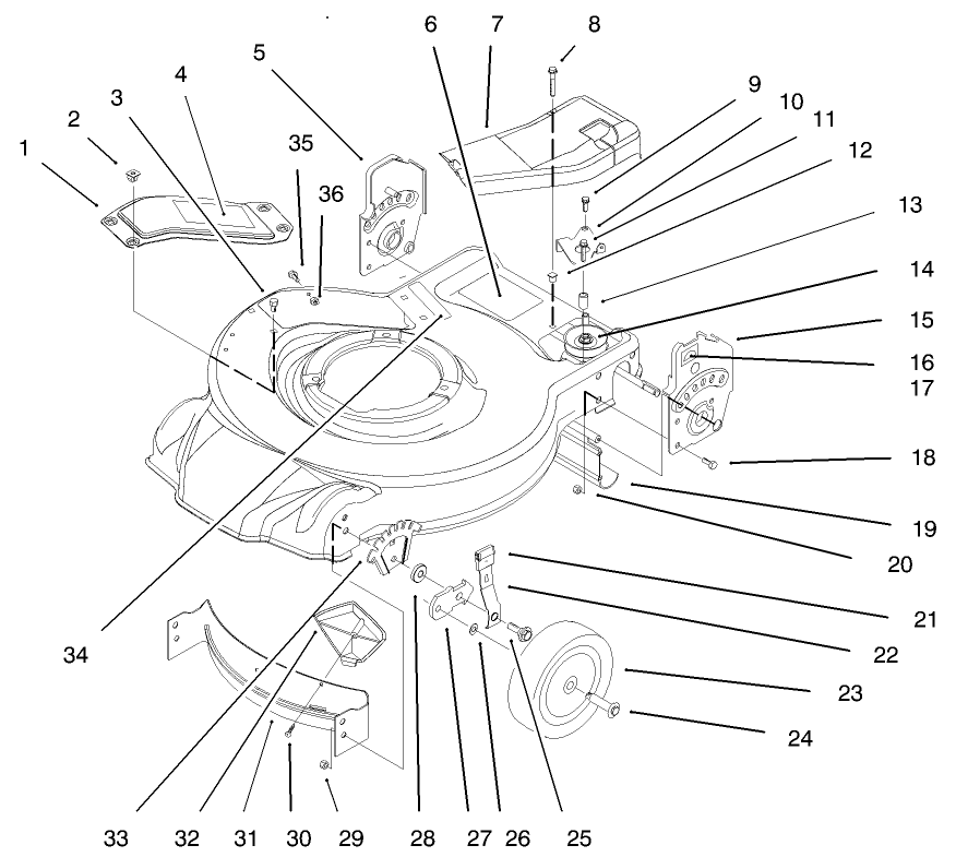 Housing Assembly Diagram and Parts List for 20444 5900001 - 5999999 Toro Lawn Mower