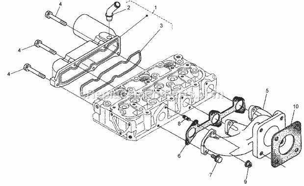 Inlet And Exhaust Manifold Assembly Diagram and Parts List for 74265 260000001-260999999 Toro Lawn Mower