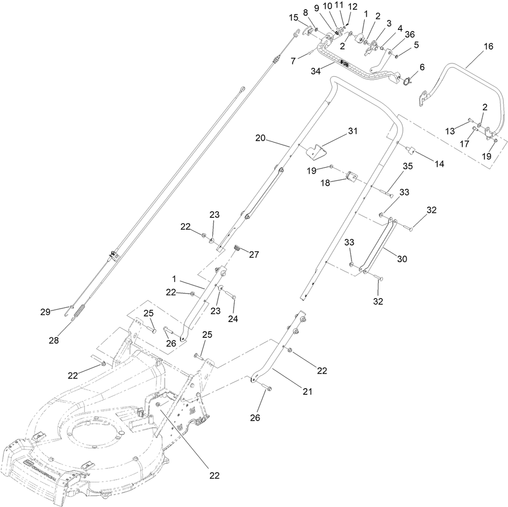 Handle Assembly Diagram and Parts List for 22285 400000000-999999999 Toro Lawn Mower