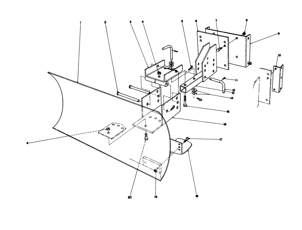 Grader Blade Assembly Model 59099 (Optional) Diagram and Parts List for 38050 5000001 - 5999999 Toro Snow Blower