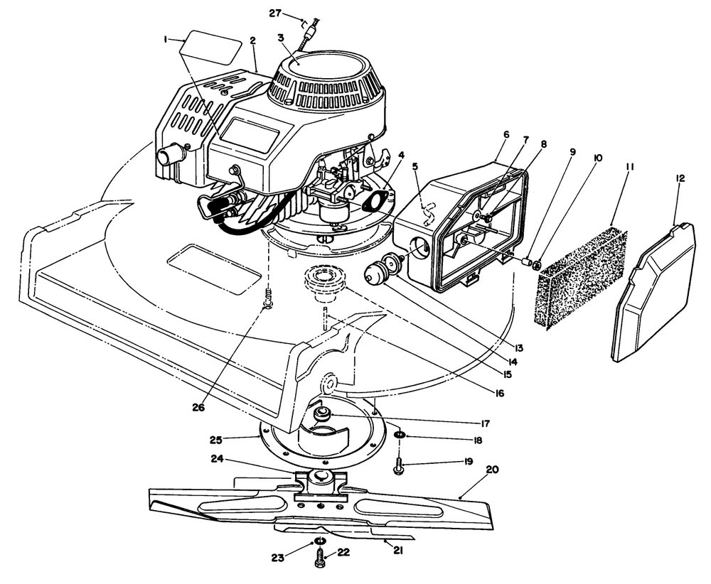 Engine Assembly Diagram and Parts List for 22040 3900001 - 3999999 Toro Lawn Mower