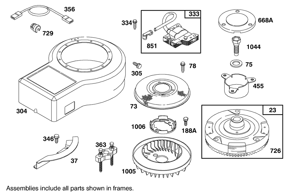 Engine Briggs & Stratton Model 28m707-0127-01 Diagram and Parts List for 71205 6900001 - 6999999 Toro Lawn Tractor