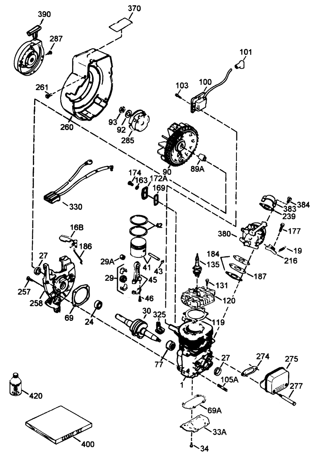 Engine Tecumseh Model No. Hsk600-1681s Diagram and Parts List for 38190 69000001 - 69999999 Toro Snow Blower