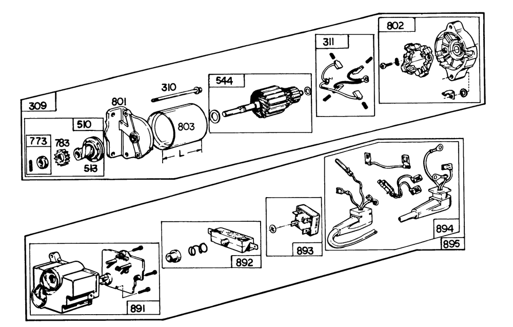 Starter Motor Kit (8 H.P. & 11 H.P. Snowthrower Model 38150 & 38 Diagram and Parts List for 38160 1000001 - 1999999 Toro Snow Blower