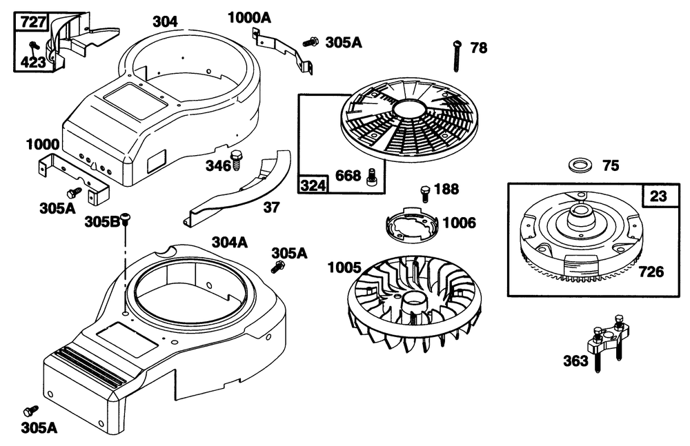 Engine Briggs & Stratton Model 28q777-0668-A1 Diagram and Parts List for 71218 6900001 - 6999999 Toro Lawn Tractor