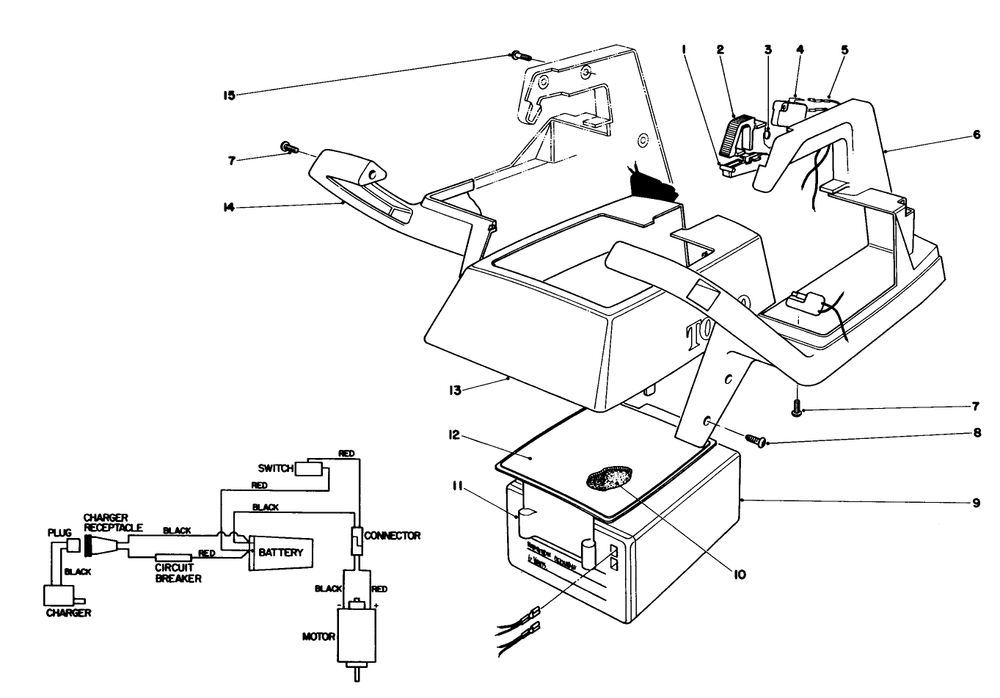 Upper Case Assembly Diagram and Parts List for 51512 5000001 - 5999999 Toro Trimmer