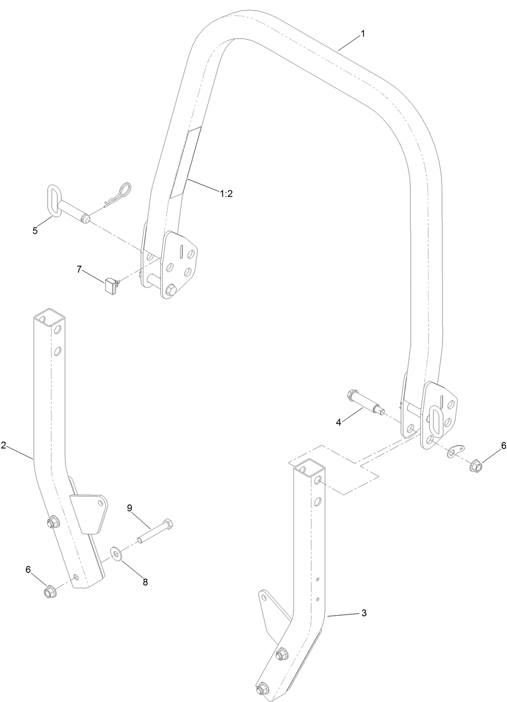 Roll-Over Protection System Assembly No. 139-8063 Diagram and Parts List for 74057 400000000 - 416414583 Toro Lawn Tractor