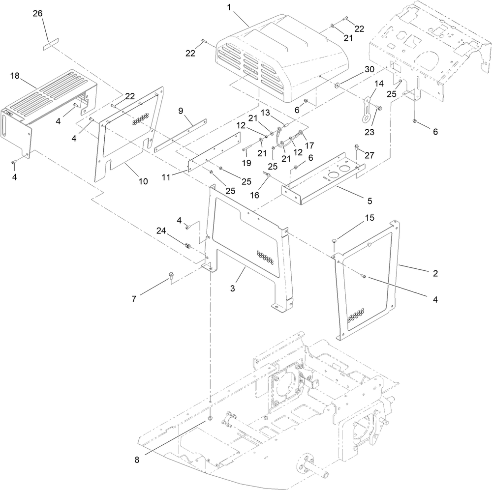 Hood Assembly Diagram and Parts List for 68138G 412896904 - 415399999 Toro Cement Mixer