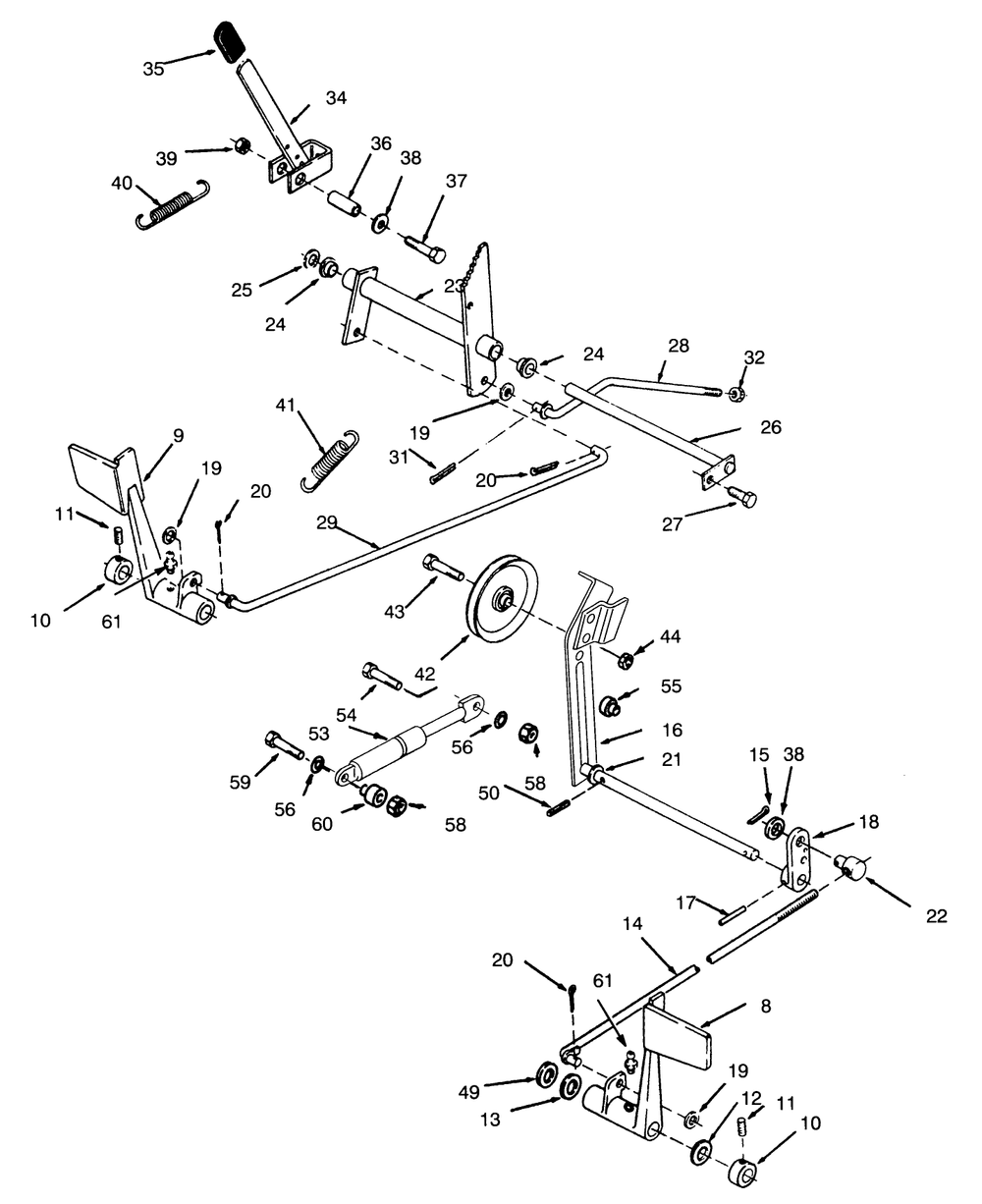 Clutch, Brake And Speed Control Linkage Diagram and Parts List for 73420 4900001 - 4999999 Toro Lawn Tractor