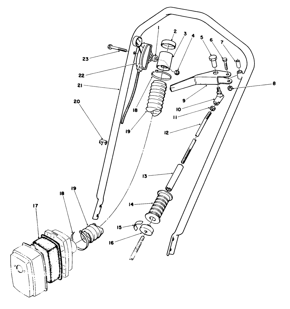Handle Assembly Diagram and Parts List for 58435 4000001 - 4999999 Toro Edger