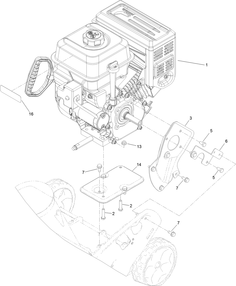 Engine Assembly Diagram and Parts List for 38757 411600000 - 416156377 Toro Snow Blower