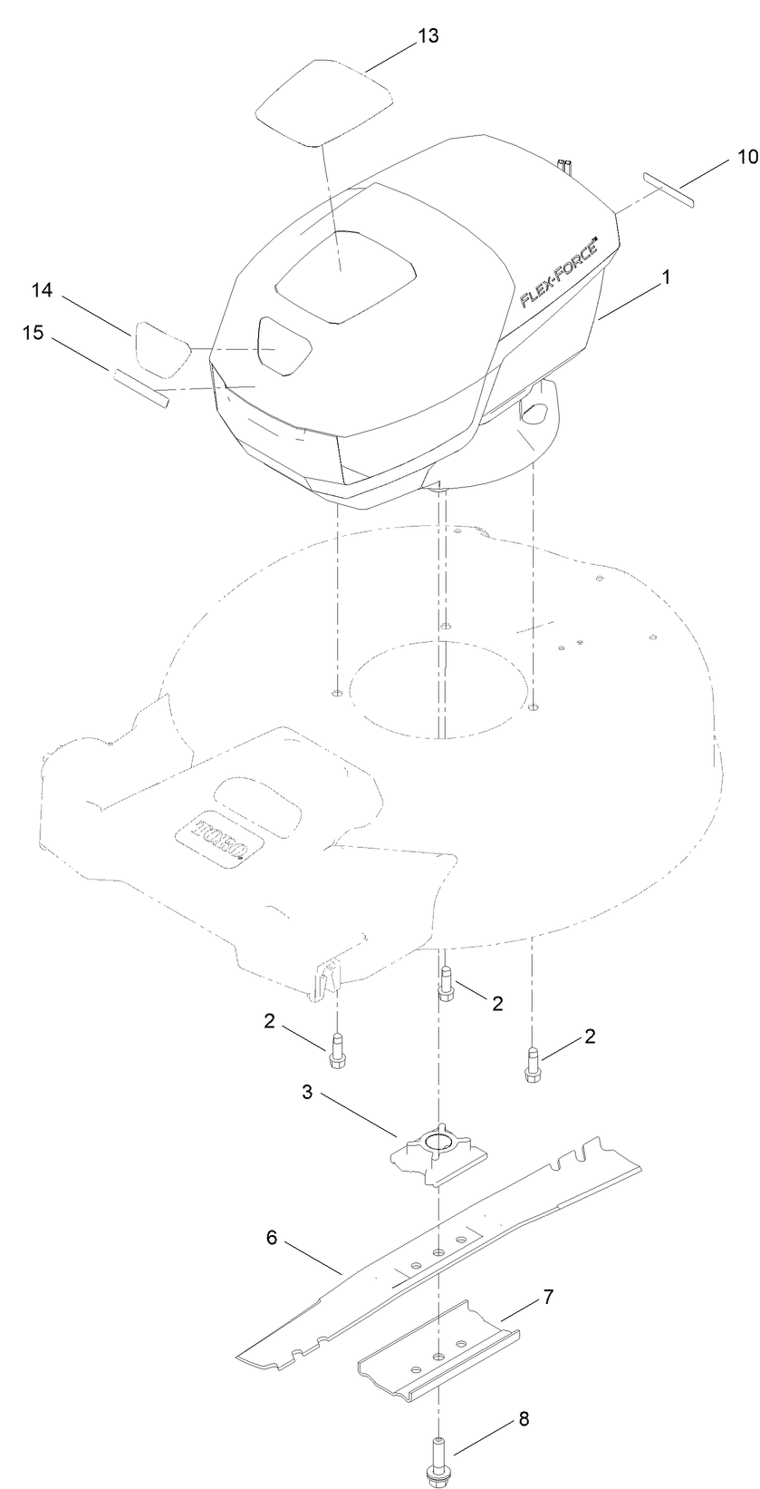 Motor Module And Blade Assembly Diagram and Parts List for 21323T 400000000 - 999999999 Toro Lawn Mower