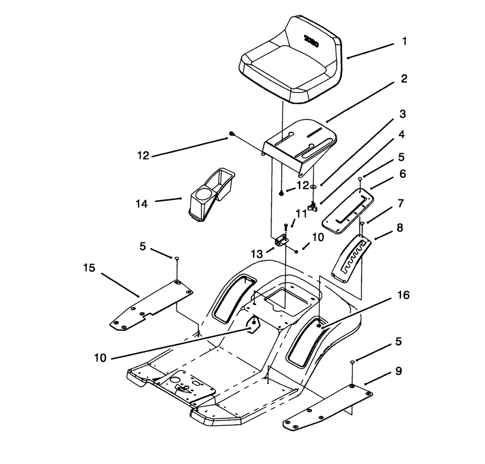 Seat Assembly Diagram and Parts List for 71203 3900001 - 3999999 Toro Lawn Tractor