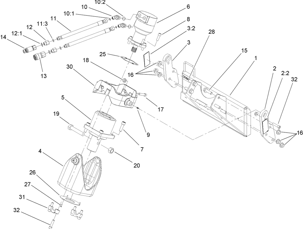 Universal Swivel Auger Head Assembly Diagram and Parts List for 22806 400000000 - 401999999 Toro Lawn Tractor Accessories