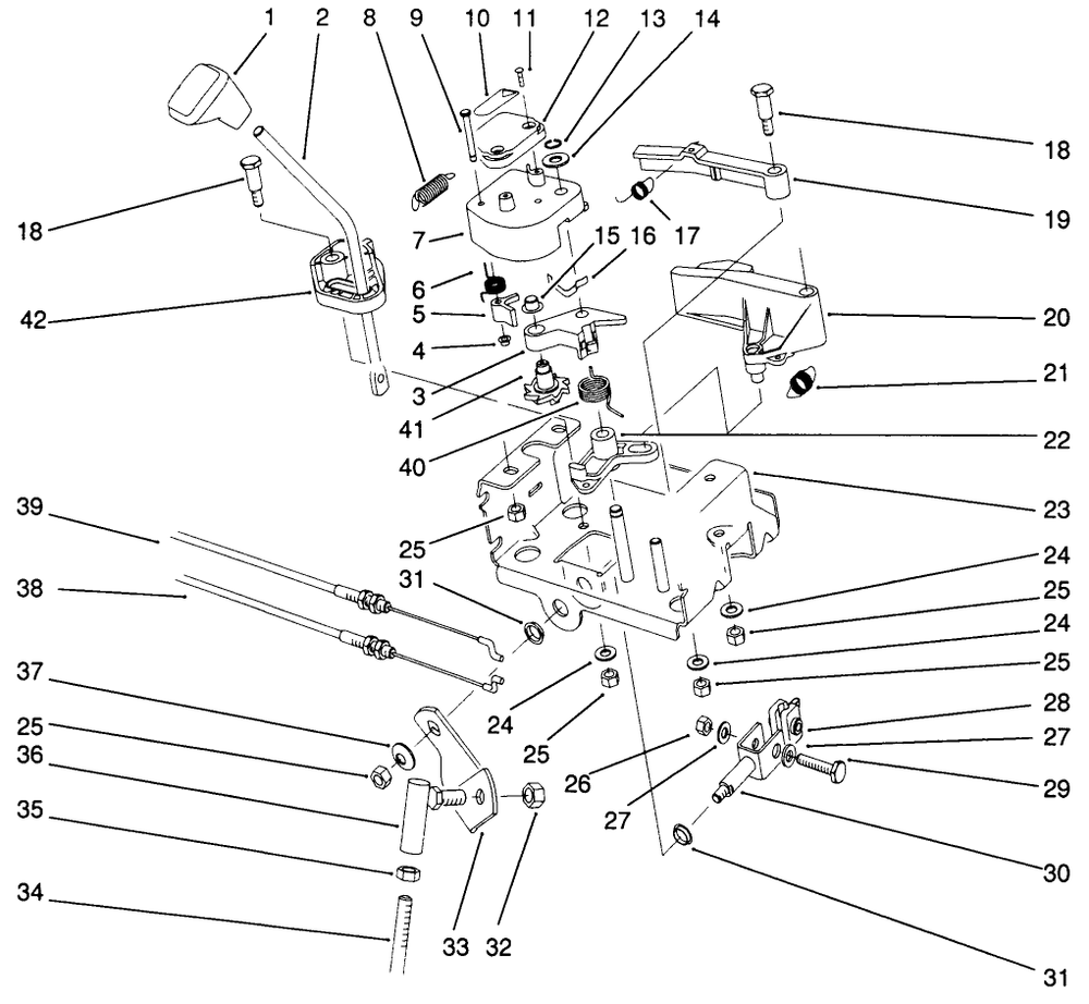 Traction Linkage Assembly Diagram and Parts List for 38570 3900001 - 3999999 Toro Snow Blower