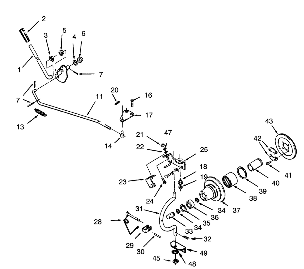 Pto Clutch And Control Diagram and Parts List for 73400 6900001 - 6999999 Toro Lawn Tractor
