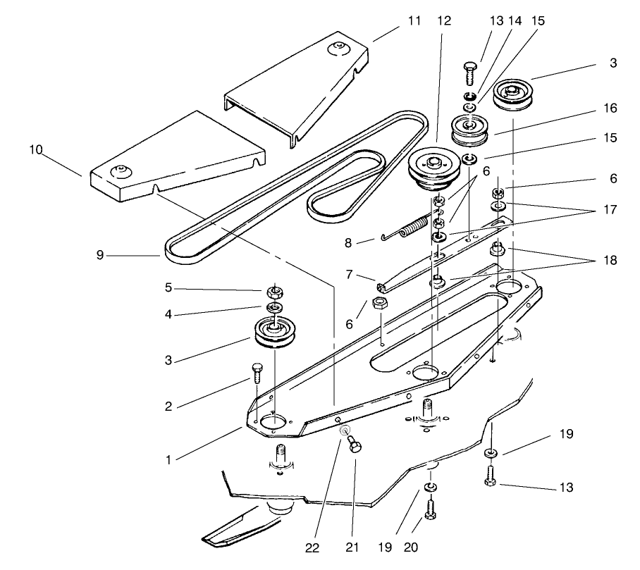 Belt Cover, Belt, Drive & Idler Pulleys Diagram and Parts List for 78360 6900001 - 6999999 Toro Lawn Mower