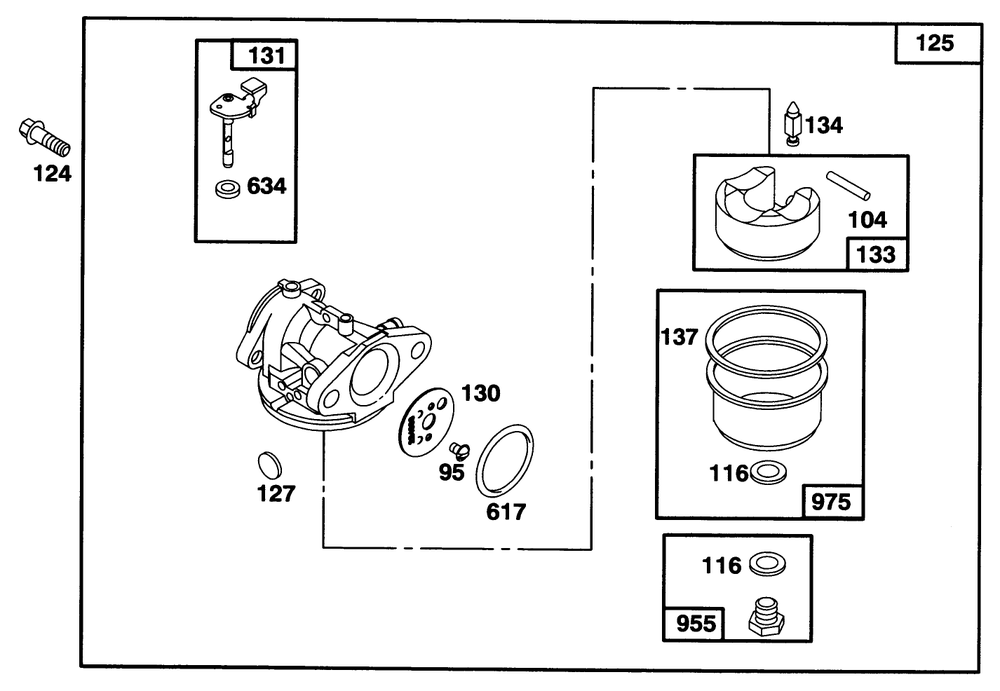 Engine Briggs & Stratton Model 128802-0615-01 Diagram and Parts List for 20473 6900001 - 6999999 Toro Lawn Mower