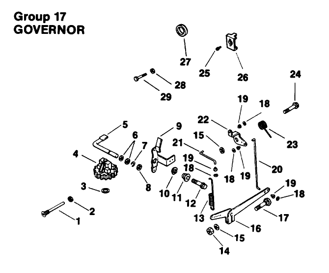 Engine Kohler Model No. Mv16s-Type Ps56519 Governor Group 17 Diagram and Parts List for 30180 490001 - 490730 Toro Lawn Tractor Accessories