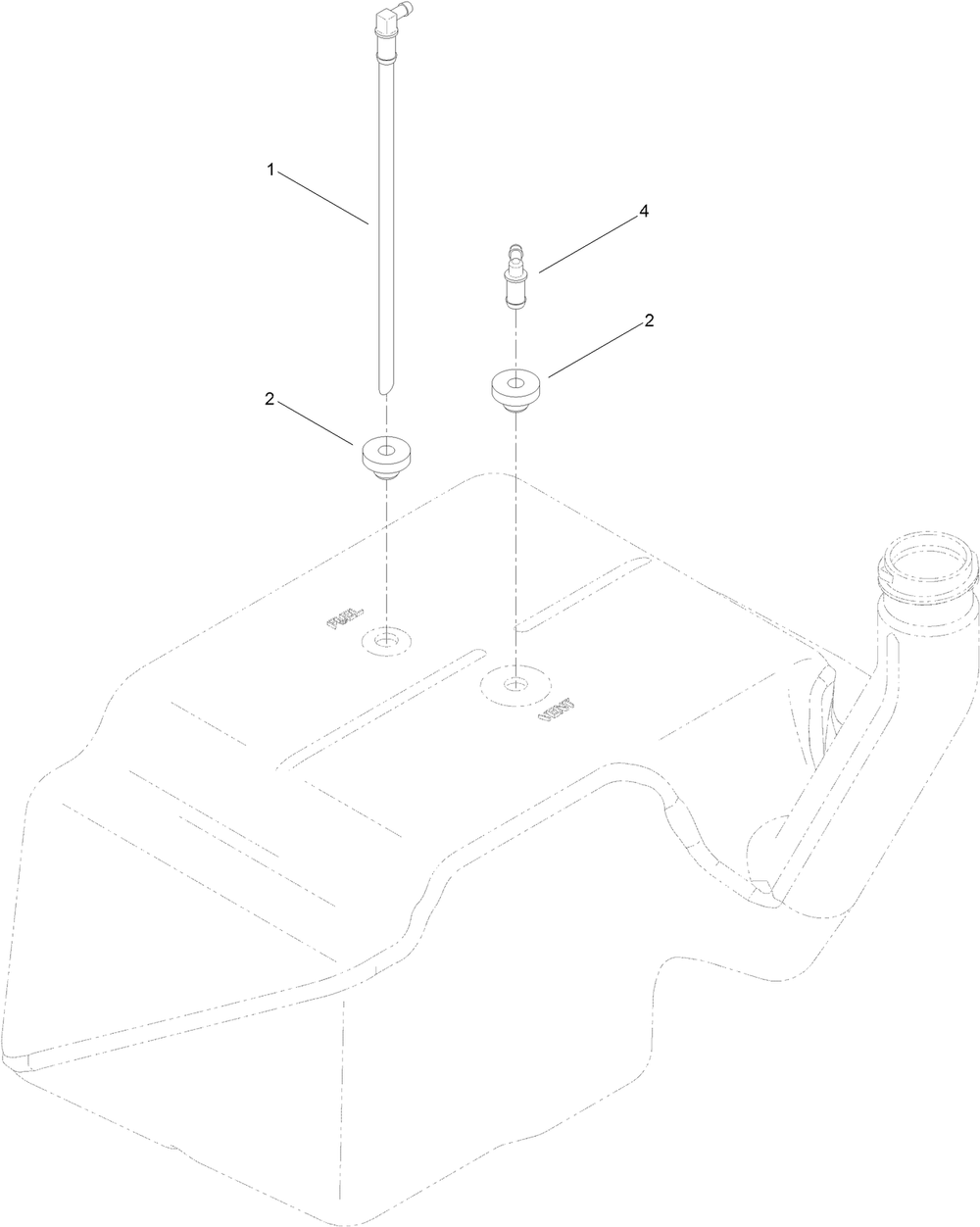 Multi Layer Fuel Tank Assembly No. 117-7352 Diagram and Parts List for 74882 315000001 - 315999999 Toro Lawn Tractor