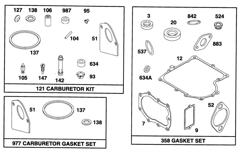 Engine Briggs & Stratton Model 28d707-0124-01 Diagram and Parts List for 70081 6900001 - 6999999 Toro Lawn Tractor