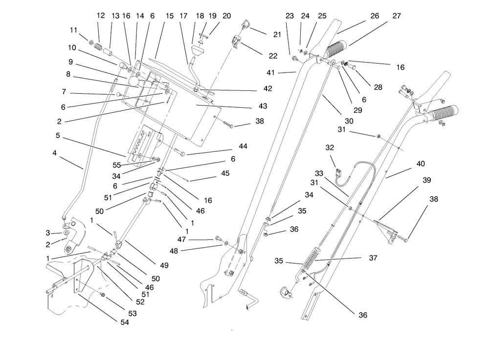 Handle And Controls Assembly Diagram and Parts List for 38083 8900001 - 8999999 Toro Snow Blower