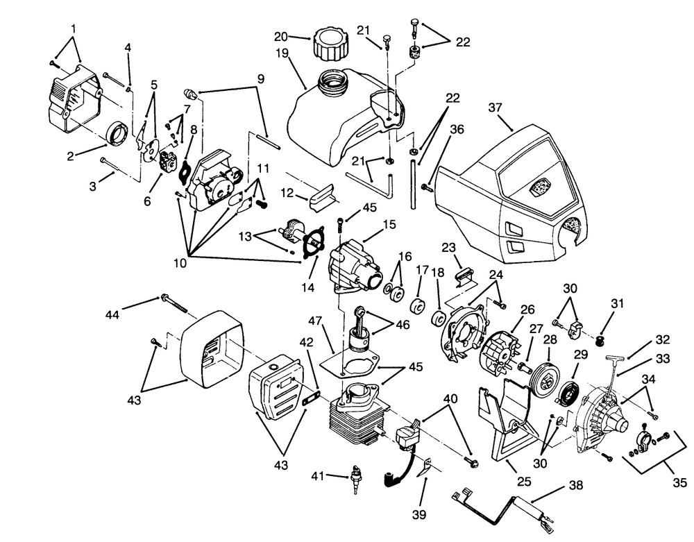 Engine Assembly Model No. 51620 Diagram and Parts List for 51620 5900001 - 5999999 Toro Trimmer