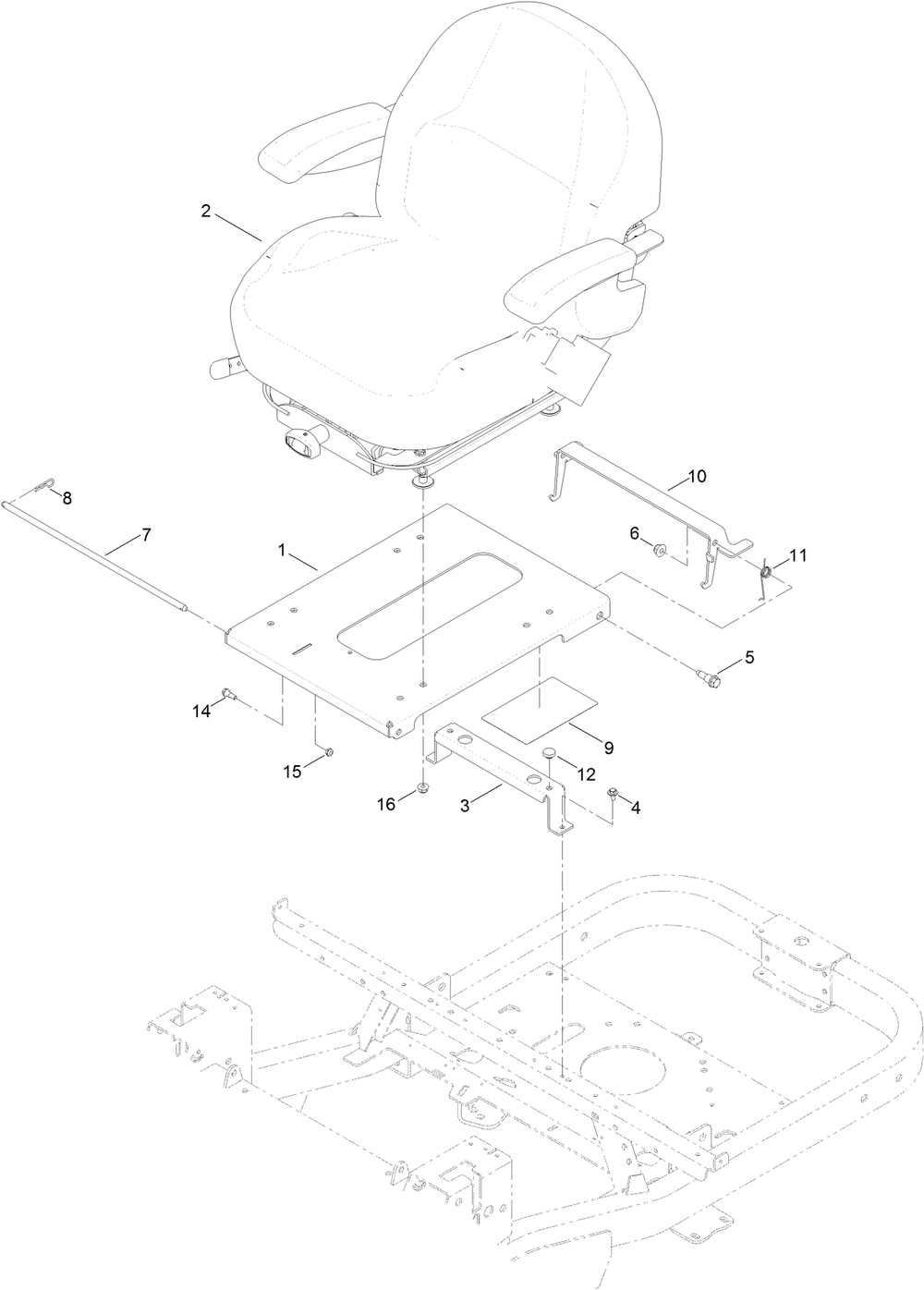 Seat Assembly Diagram and Parts List for 74883 315000001 - 315999999 Toro Lawn Tractor