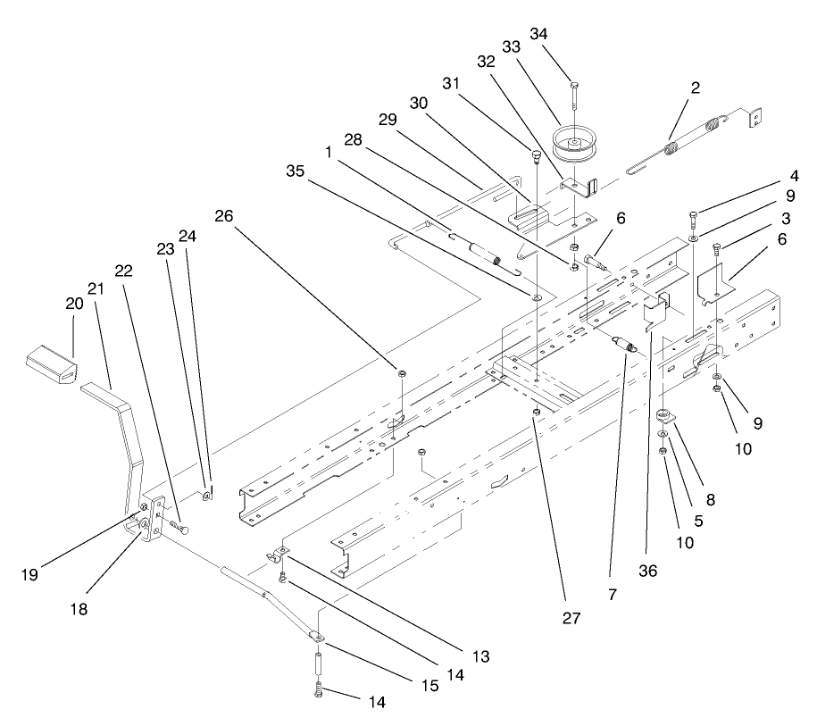 Clutch Assembly Diagram and Parts List for 71208 8900001 - 8999999 Toro Lawn Tractor