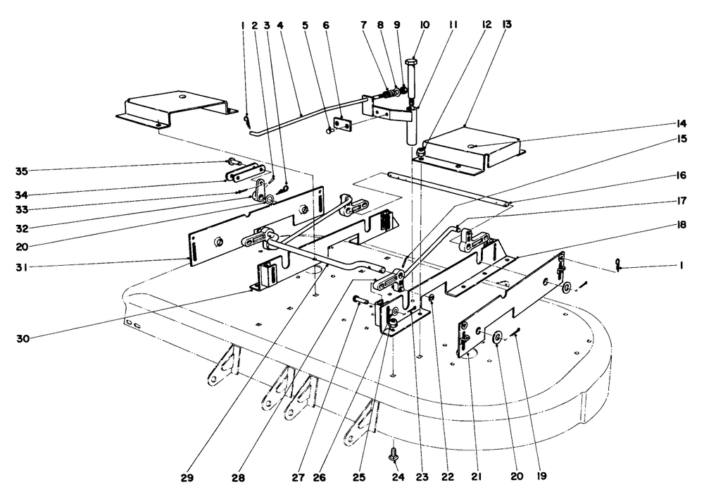 42" Mower Deck Linkage Assembly (Optional) Diagram and Parts List for 55302 9000001 - 9999999 Toro Lawn Tractor
