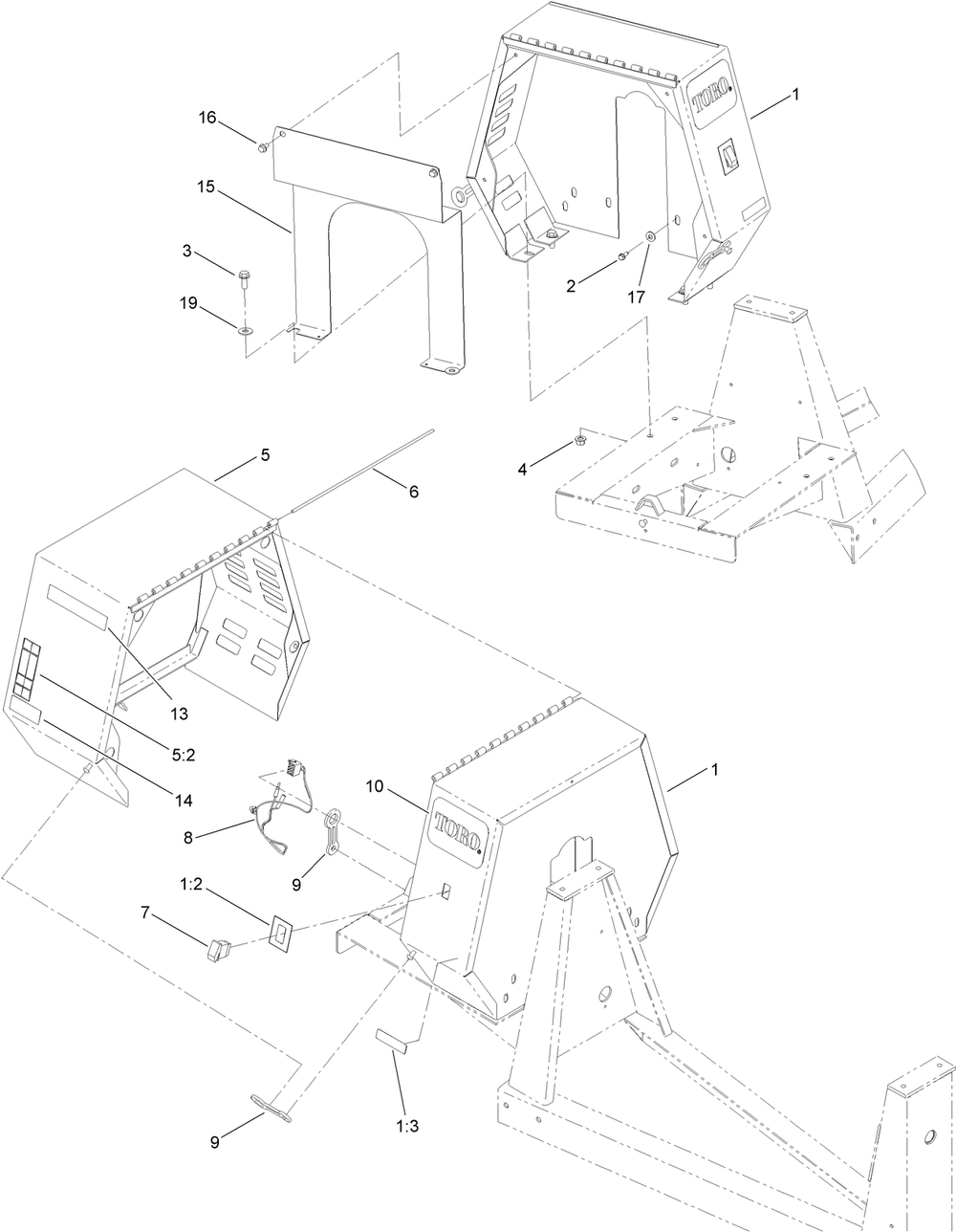 Cowl Assembly Diagram and Parts List for 68004C 400000000 - 401999999 Toro Cement Mixer