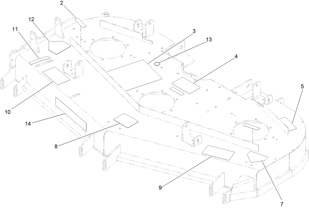 Deck Decal Assembly Diagram and Parts List for 74268 (313000001-313999999)(2013) Toro Lawn Mower