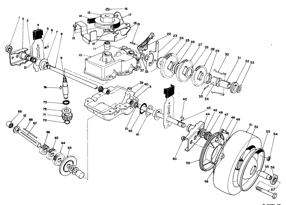 Gear Case Assembly Diagram and Parts List for 22622 0000001 - 0999999 Toro Lawn Mower