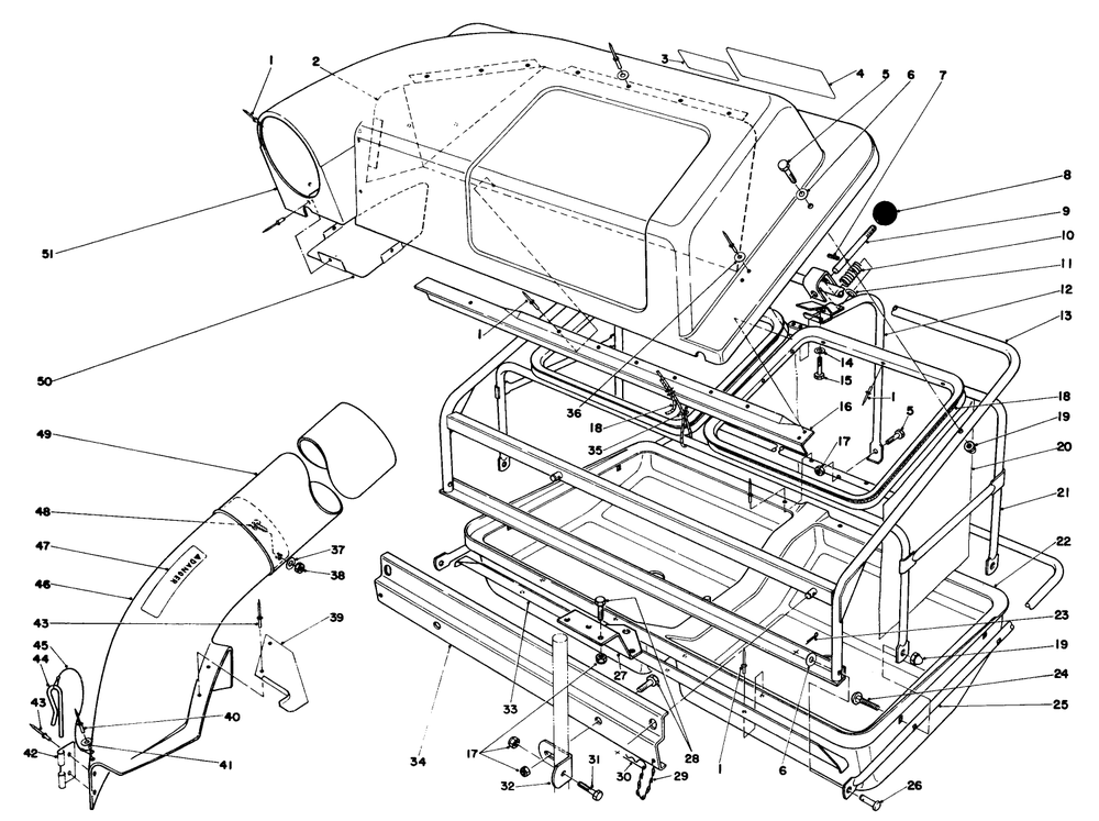 Easy-Fill Grass Catcher Model 59120 (Optional) Diagram and Parts List for 57360 3000001 - 3999999 Toro Lawn Tractor