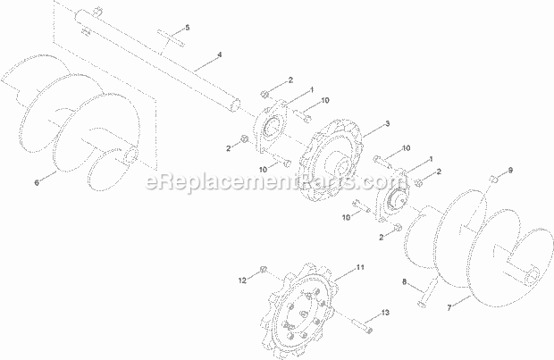 Auger Assembly Diagram and Parts List for 25443  Toro Lawn Tractor Accessories