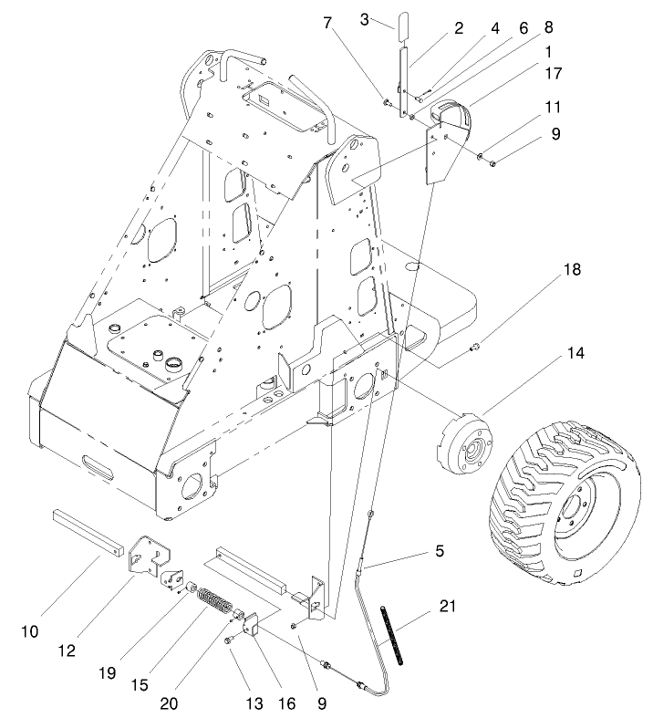 Brake Assembly Diagram and Parts List for 22305TE 990001 - 999999 Toro Lawn Tractor Accessories