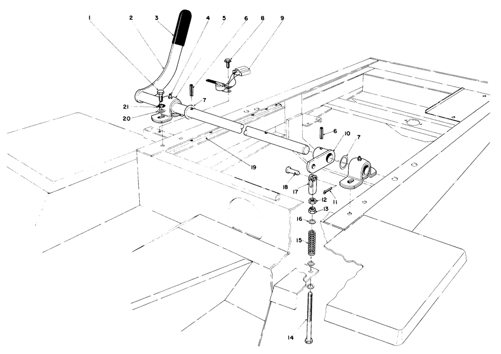 Power Take Off Lever Assembly Diagram and Parts List for 30775 300001 - 399999 Toro Lawn Tractor