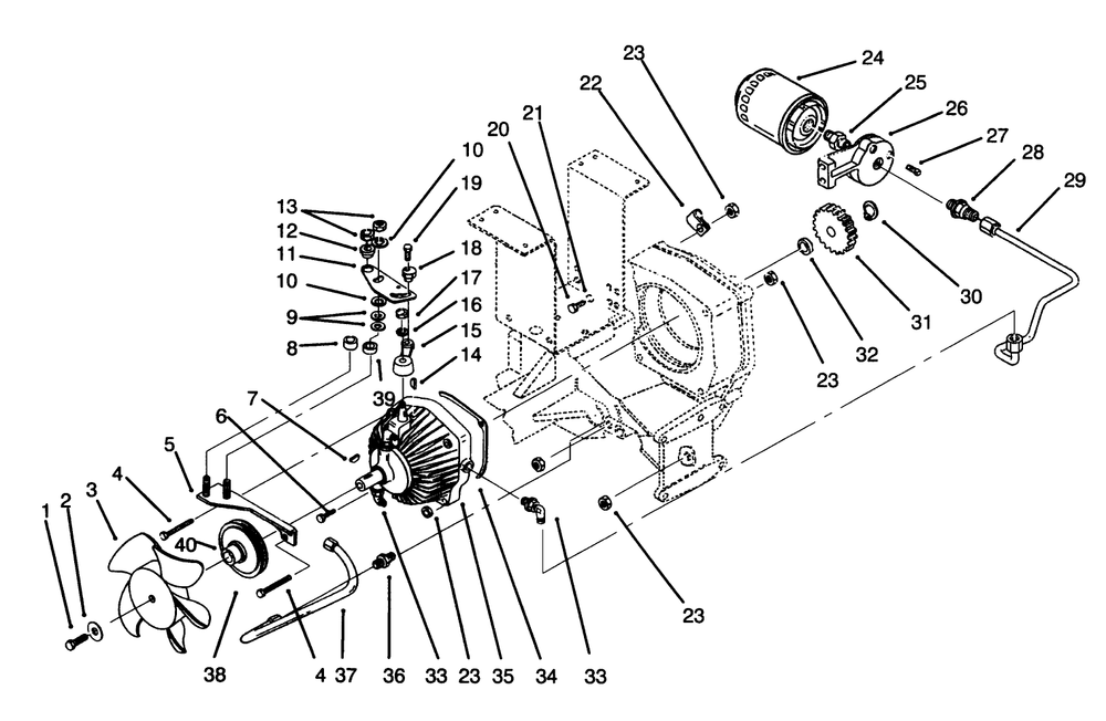 Hydrostatic Transmission Diagram and Parts List for 73421 5901047 - 5999999 Toro Lawn Tractor