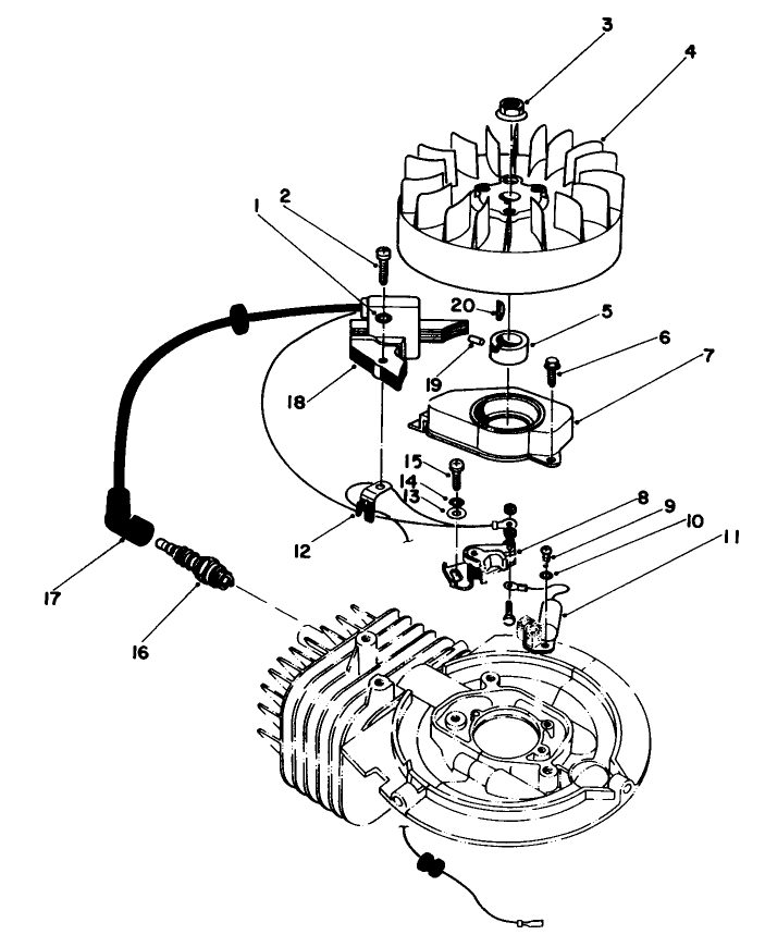 Flywheel & Magneto Assembly Diagram and Parts List for 20581 3000001 - 3999999 Toro Lawn Mower