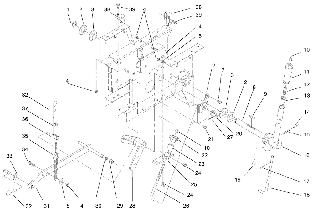Manual Lift System Diagram and Parts List for 73422 7900001 - 7999999 Toro Lawn Tractor