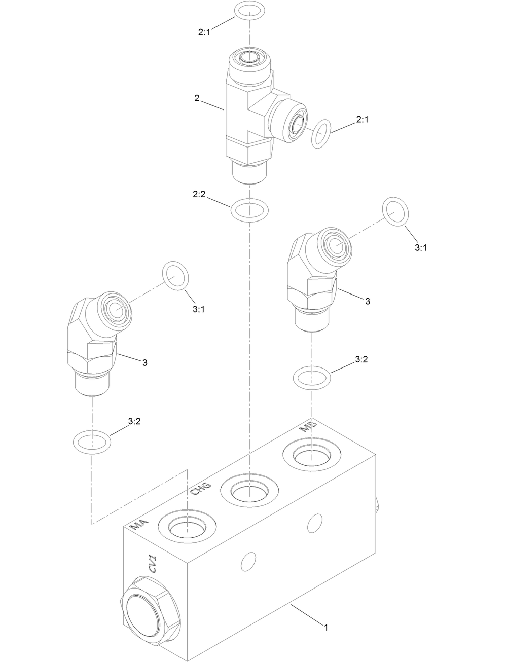 Charge Check Manifold Assembly Diagram and Parts List for 23803 400000000 - 999999999 Toro Lawn Tractor Accessories