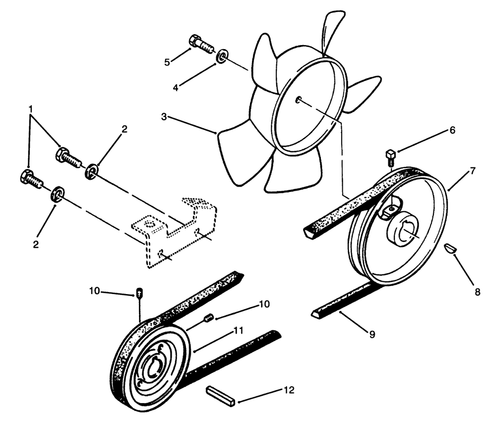 Drive Belt And Pulleys Diagram and Parts List for 73501 59000001 - 59000411 Toro Lawn Tractor