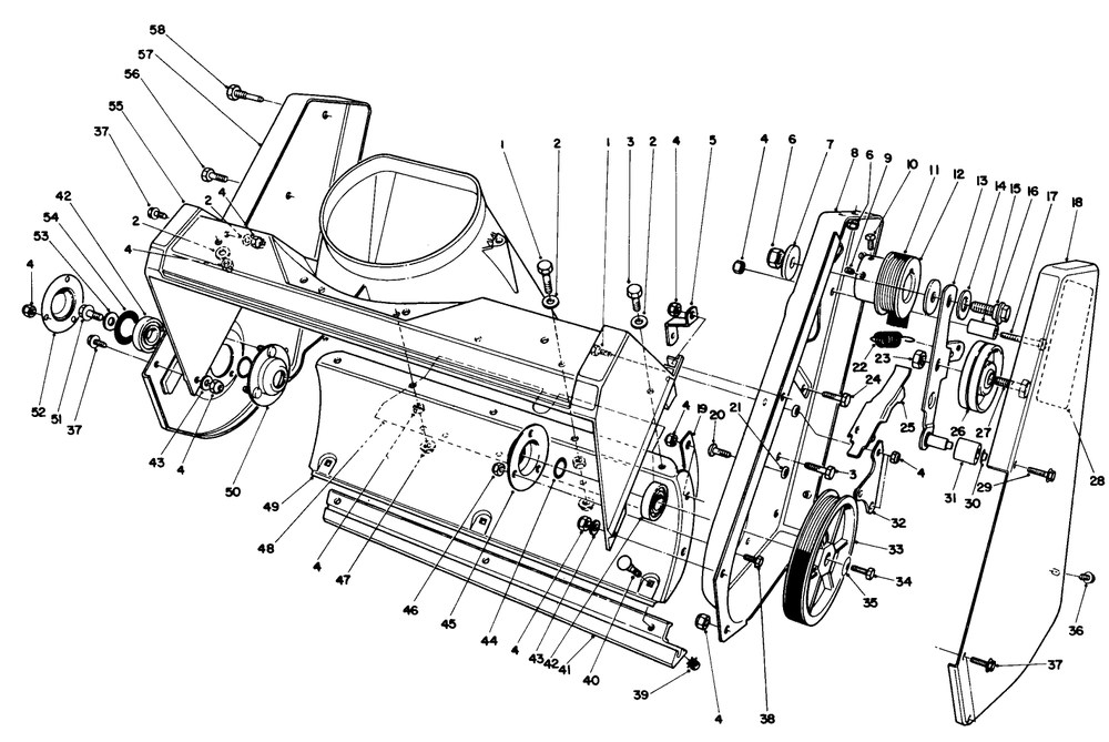 Housing Assembly Diagram and Parts List for 38185 9000001 - 9999999 Toro Snow Blower