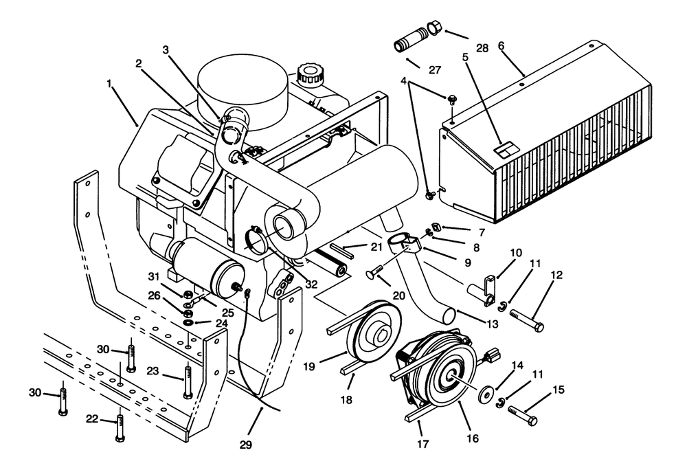 Engine Assembly Diagram and Parts List for 30610 591300 - 599999 Toro Lawn Tractor