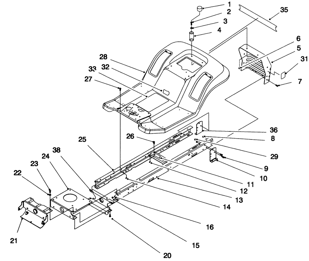 Frame Assembly Diagram and Parts List for 71192 5900001 - 5999999 Toro Lawn Tractor