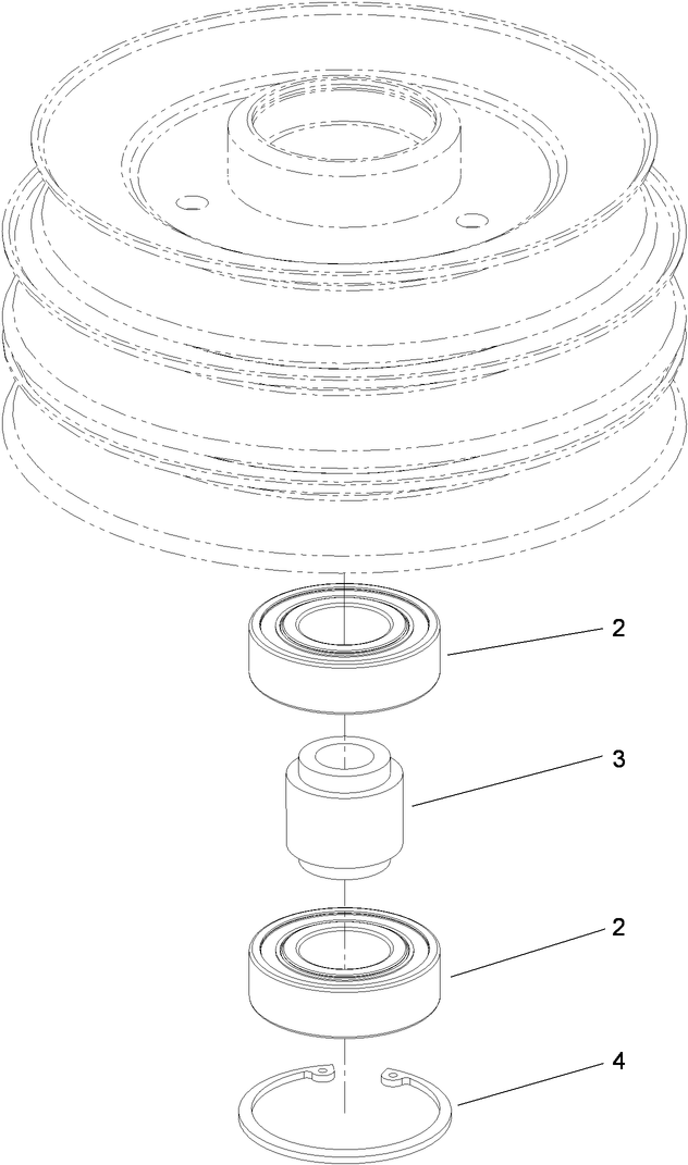 Pulley And Bearing Assembly Diagram and Parts List for 74268 (313000001-313999999)(2013) Toro Lawn Mower