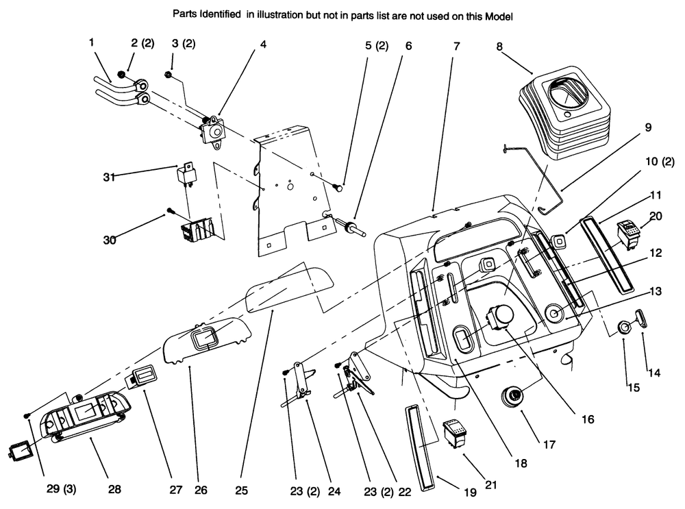 Dash Diagram and Parts List for 72045 6900001 - 6999999 Toro Lawn Tractor