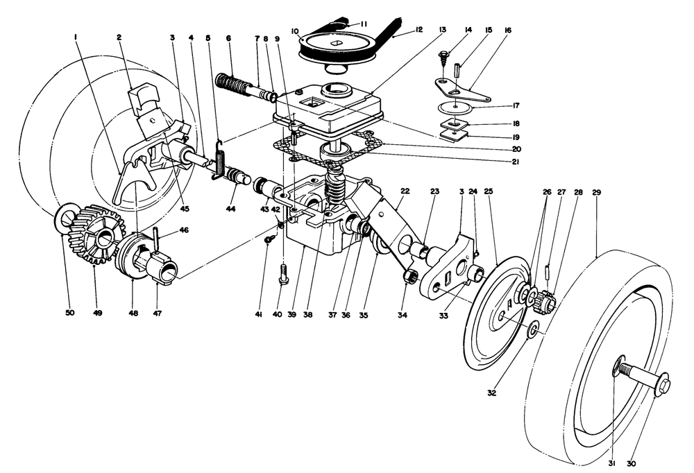 Gear Case Assembly Diagram and Parts List for 16299C 7000001 - 7999999 Toro Lawn Mower