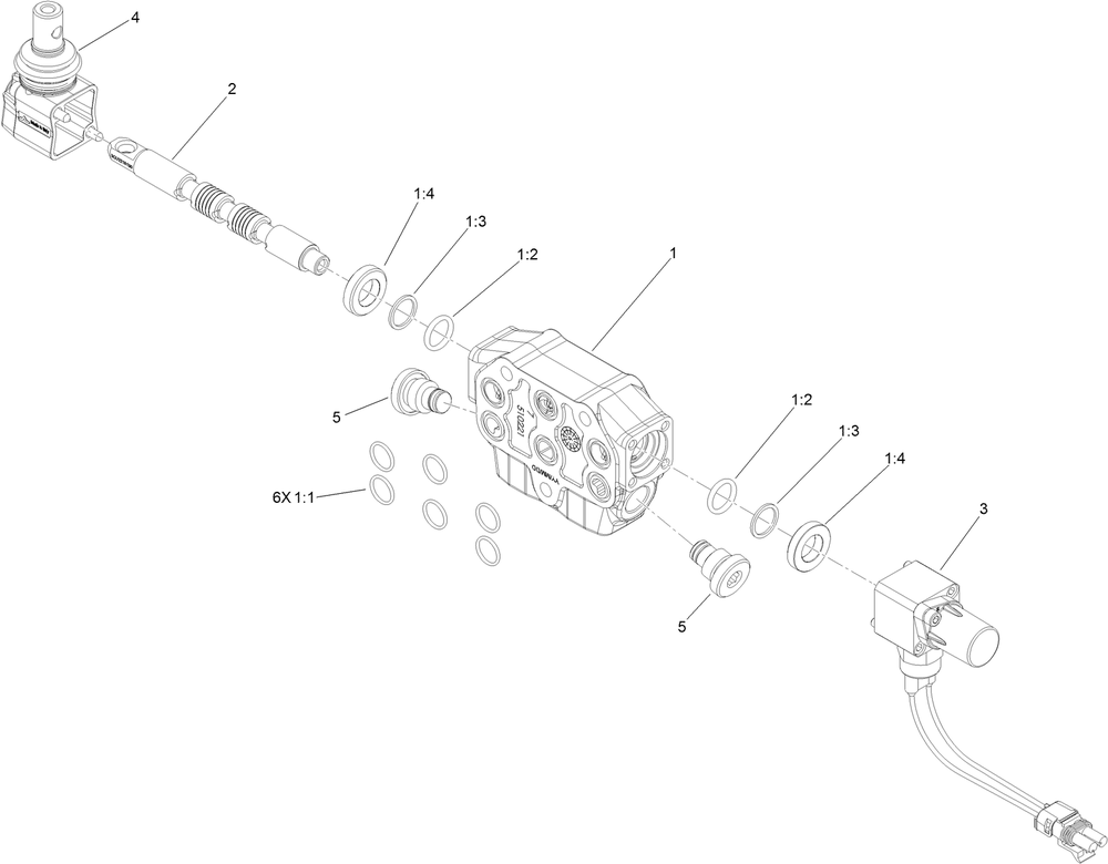 Parallel Valve Section Assembly No. 139-1344 Diagram and Parts List for 22983 410480000 - 411799999 Toro Lawn Tractor Accessories